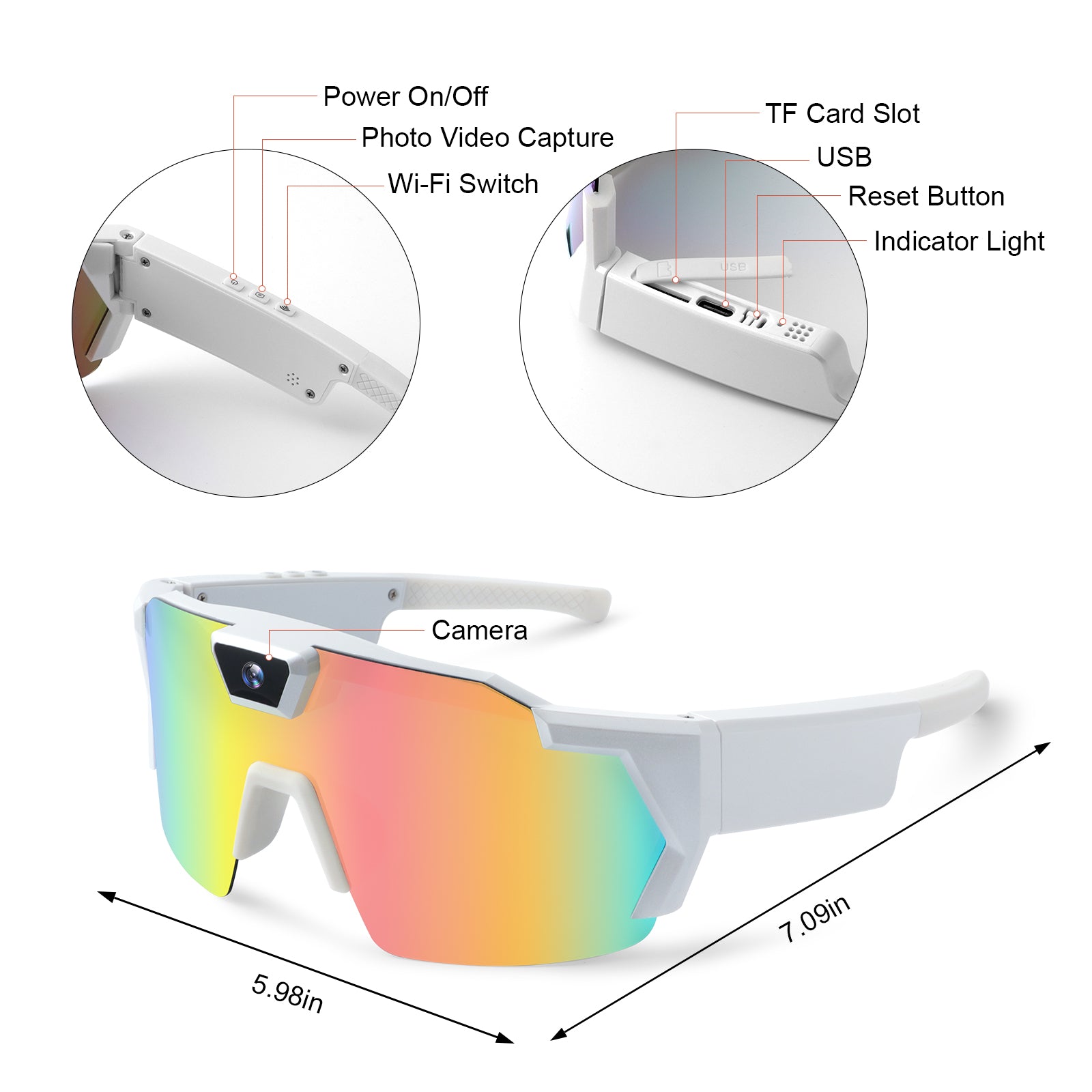 FHD  5MP Video Outdoor Battery  Sunglasses Camera