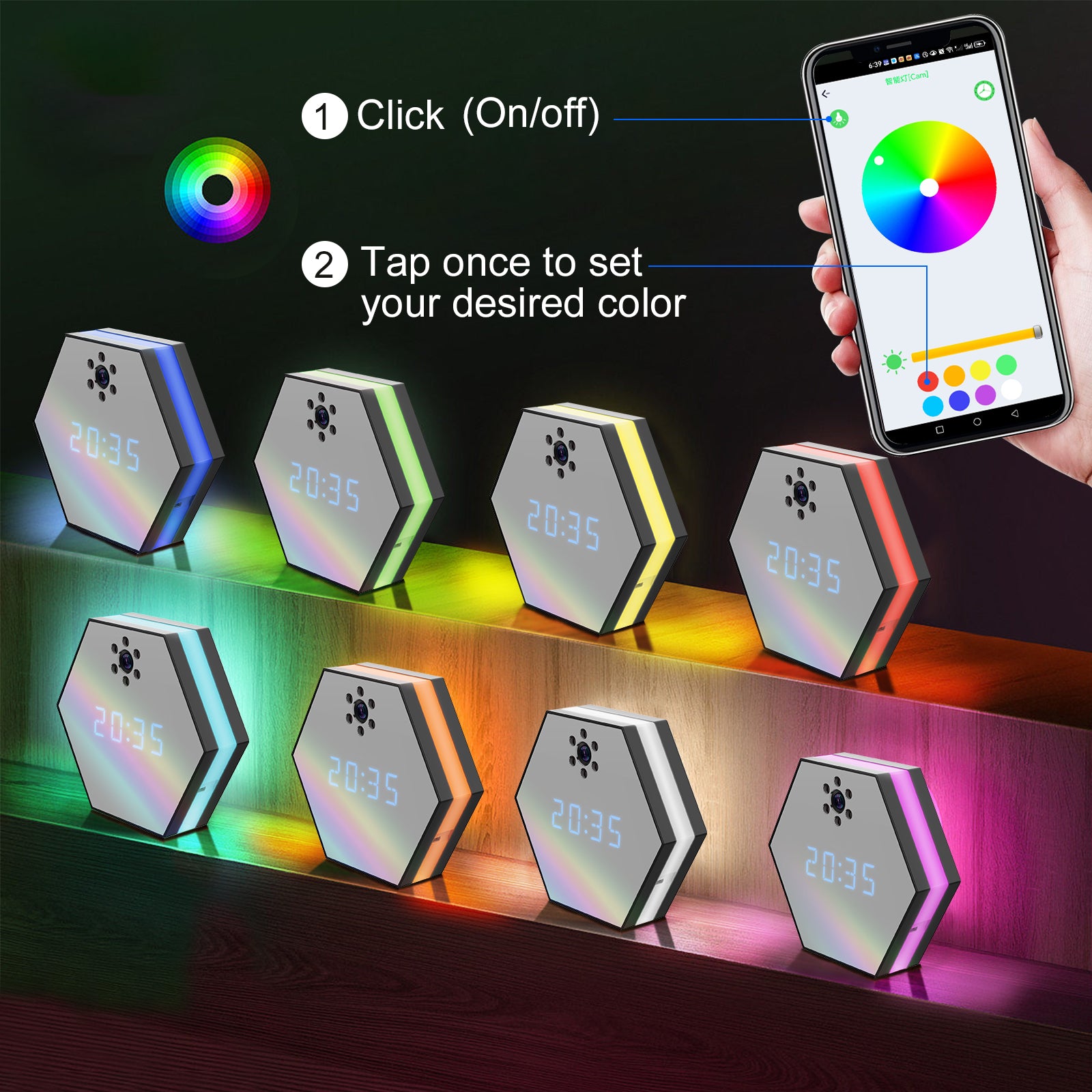Mini WiFi 7 Colors Night Lights IP Home Surveillance 1080P FHD Cameras