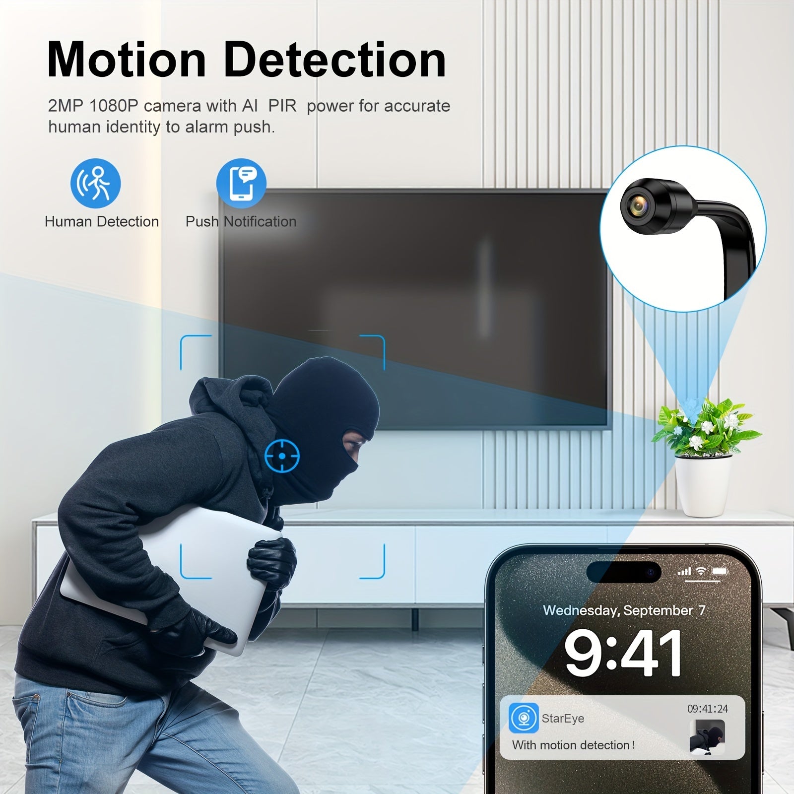Mini Secret WiFi Security Camera Battery Built-in IP Surveillance Cam