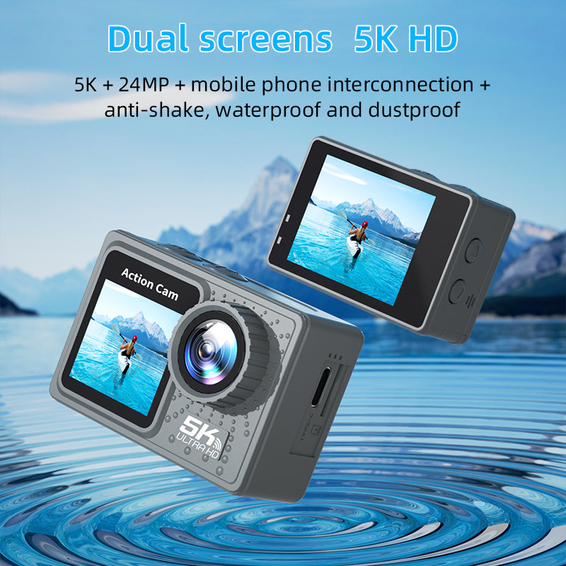 5K Action Camera 24MP Waterproof 30M EIS Stabilization WiFi 170 Angle