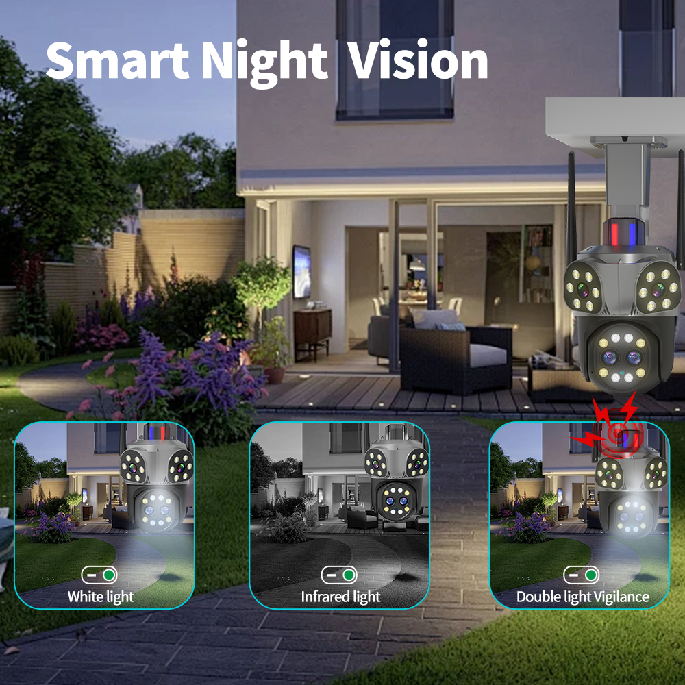WIFI Camera Outdoor 4K 8MP 10x Digital Zoom IR Night Vision PTZ Cam Auto Tracking