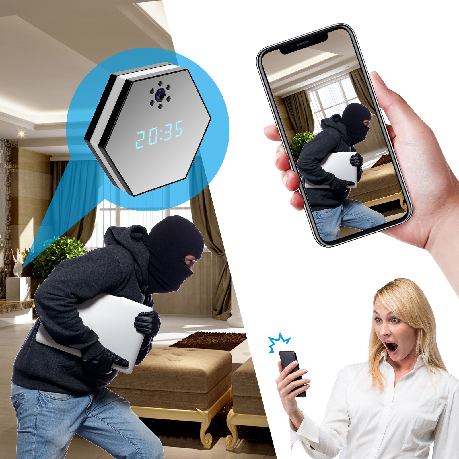 Mini WiFi 7 Colors Night Lights IP Home Surveillance 1080P FHD Cameras