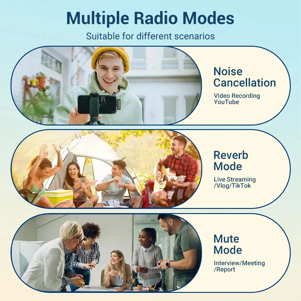 Mini Wireless Outdoor Noise Cancelling Stereo Lavalier Interview Microphone