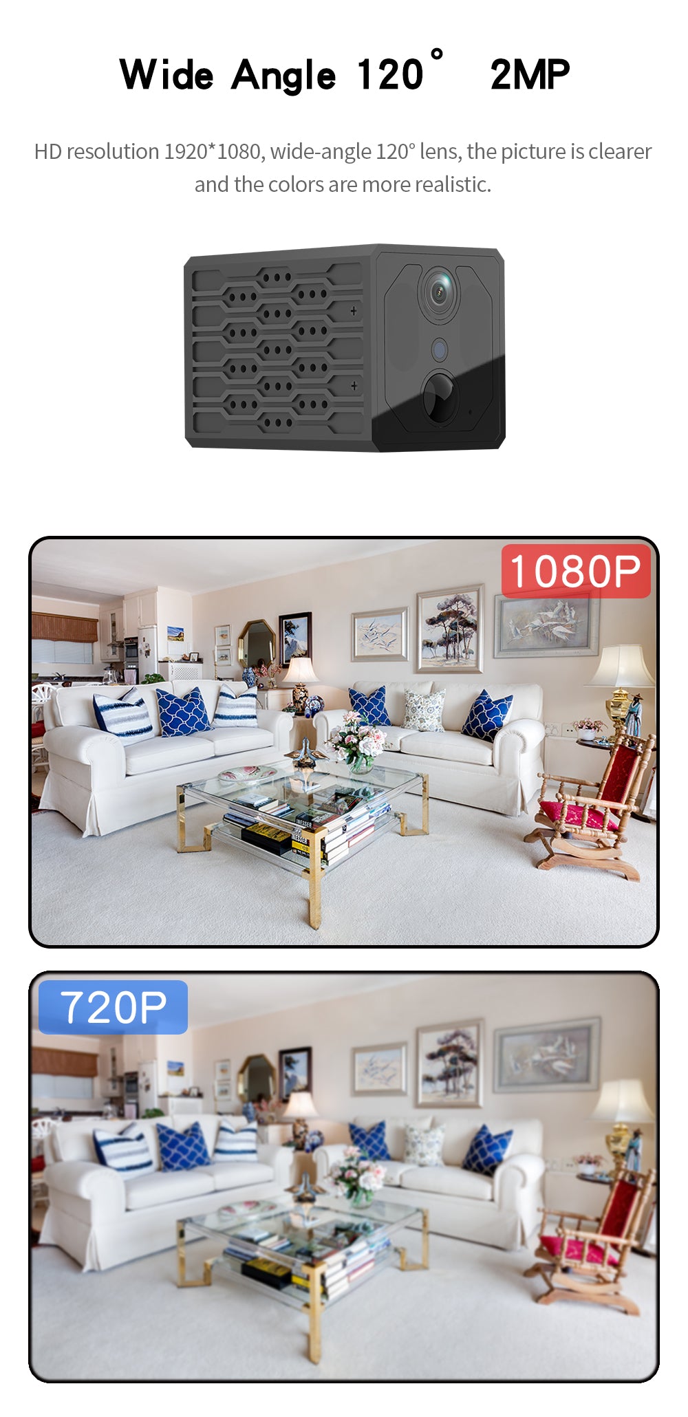 Mini Discreet 2-Way Audio Low Power PIR Wifi Security Camera