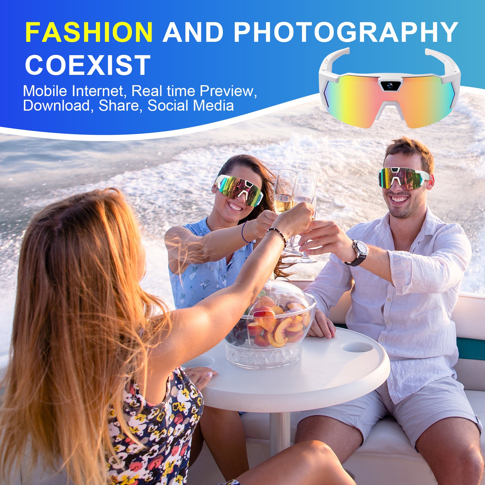 FHD  5MP Video Outdoor Battery  Sunglasses Camera