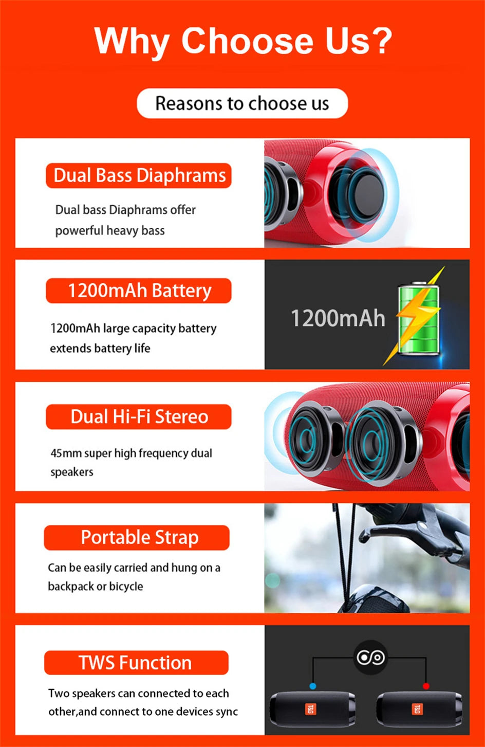 Wireless Speaker Bluetooth Speaker Microlab Portable Speaker Powerful High Outdoor Bass TF FM Radio with LED Light