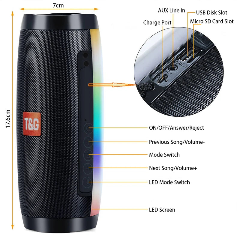 Wireless Speaker Bluetooth Speaker Microlab Portable Speaker Powerful High Outdoor Bass TF FM Radio with LED Light