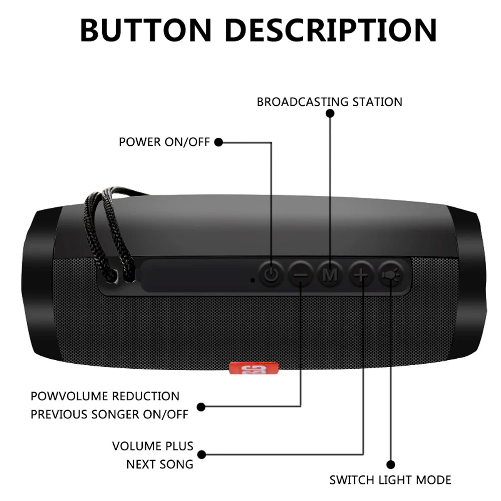 Wireless Speaker Bluetooth Speaker Microlab Portable Speaker Powerful High Outdoor Bass TF FM Radio with LED Light