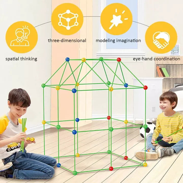 Kids DIY Fort Building Kit -Kid Den Play House, Secret Base 72Pcs or 144Pcs